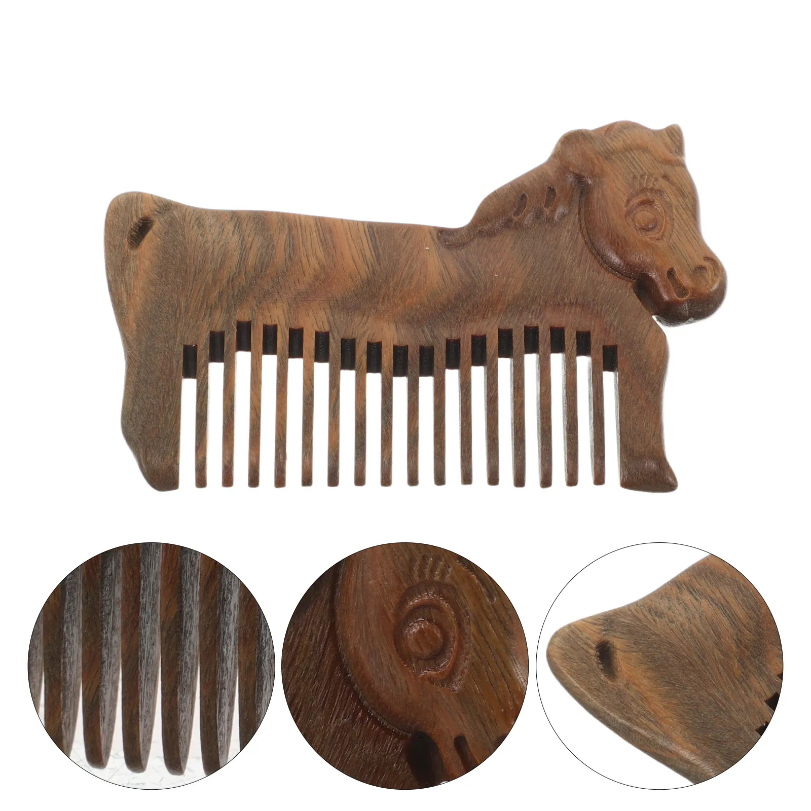 

Расческа из сандалового дерева Zodiac Horse, портативная, антистатическая, с широкими зубьями, для массажа кожи головы, карманная, для путешествий, для ежедневного использования, для распутывания волос