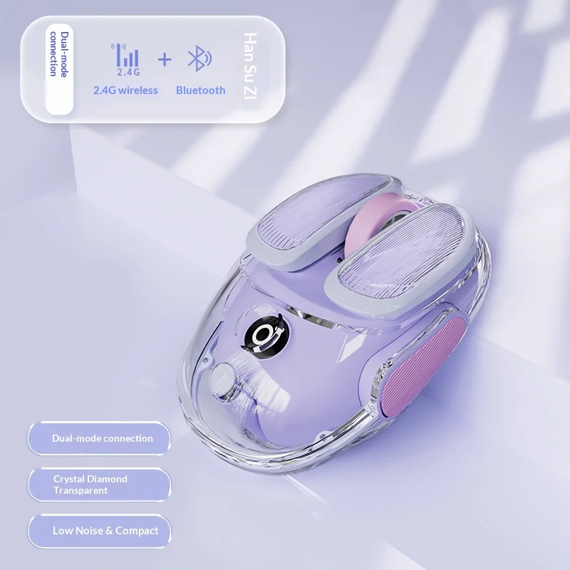 Transparent Gaming Mouse Wireless Silent Bluetooth 2.4g Rechargeable Dual Mode For Pc Laptop Computer Office Esports Game Room S