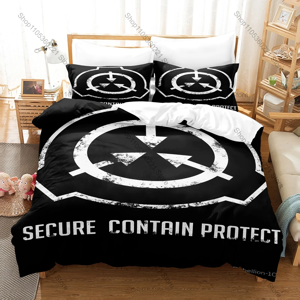 3 In 1 SCP Secure Contain Bedding, Duvet Cover + Two Pillowcases, Classic Foundation Art Design Soft Fabric Perfect Gift Choice