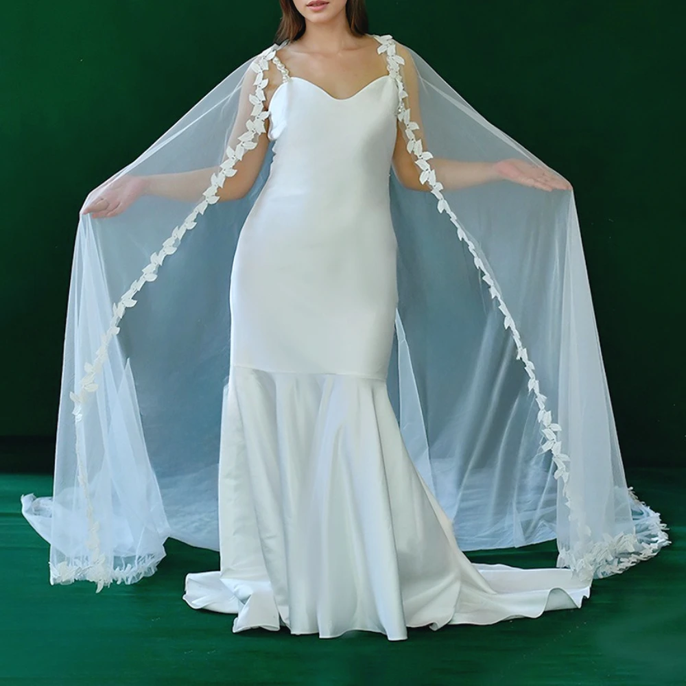 

Elegant 3M Leaf Lace Trim Wedding Shawl Wedding Clothes Women's Bolero Wedding Accessories Covered for Party Dress Bridal Cape
