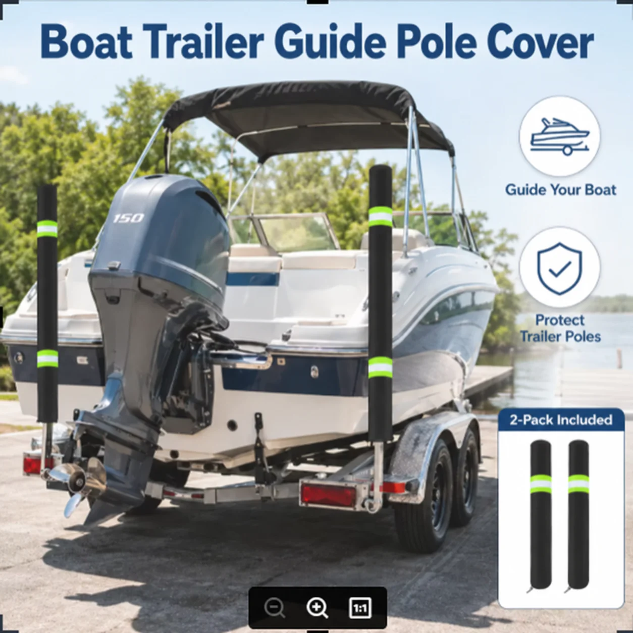 Boat Trailer Guide Pole Cover 2Pcs 36 Inch Protective Pad for Ski Boat Fishing Boat Sailboat Trailer Bumper Guard Accessories