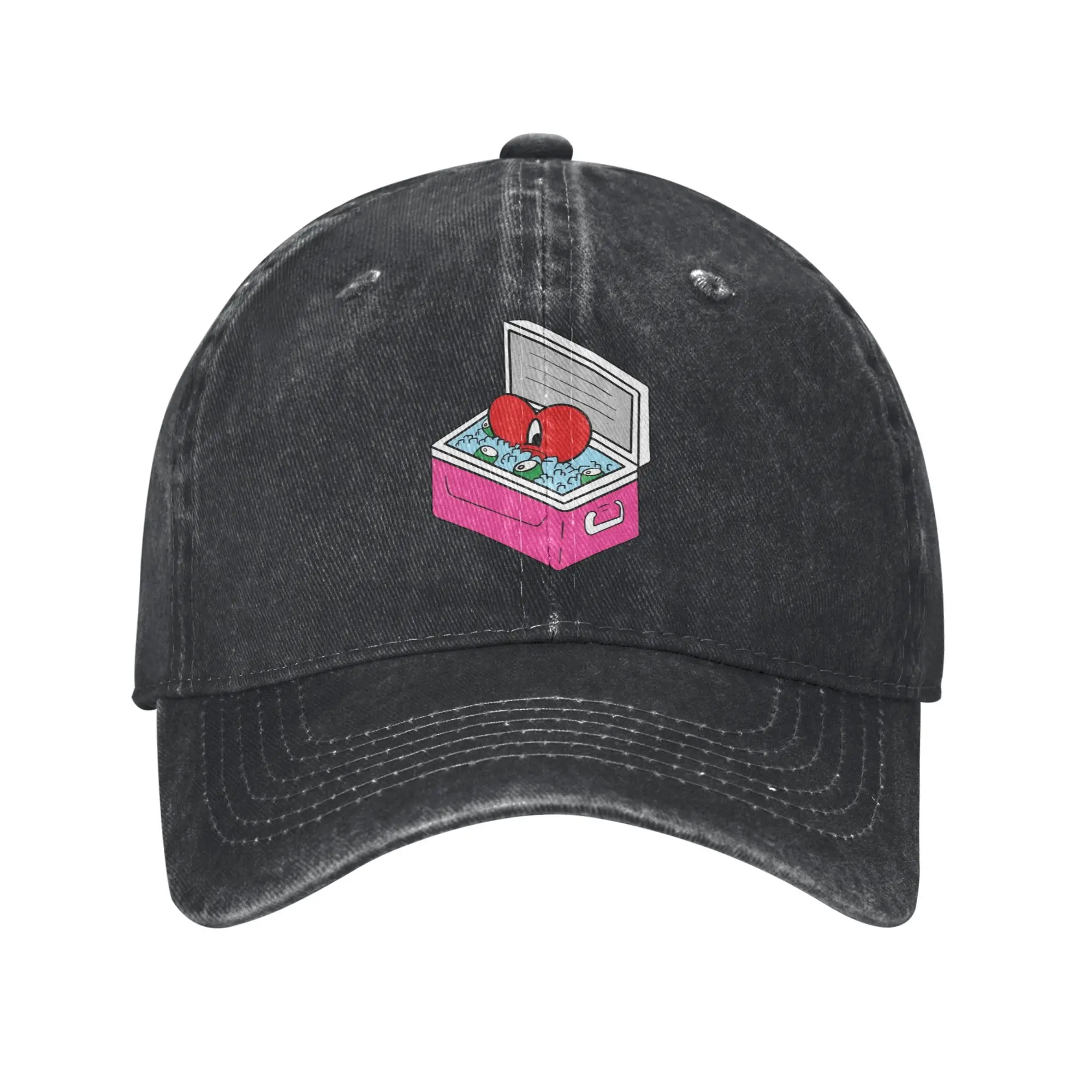 El Corazón Lo Puse En La Neverita Rap Baseball Cap Distressed Denim Washed Bad Bunny Headwear Unisex Travel Adjustable Hats Cap
