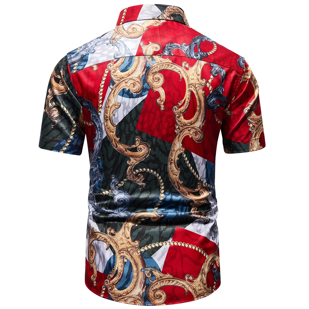 Embossed Flower Design Retro Men Shirt Breathable Summer Fashion Top Casual Personality Short Sleeved Male Beach Style Shirts