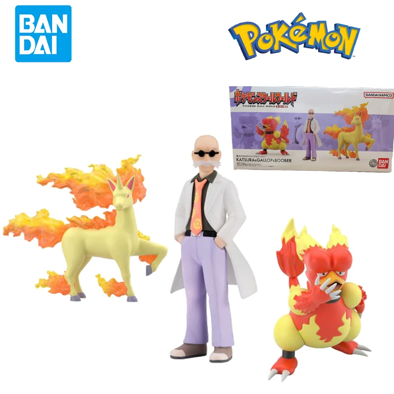 Original Bandai POKEMON Scale World Kanto Region Blaine Rapidash Magmar Anime Figure Model Toys For Birthday Boy Gifts Ornaments