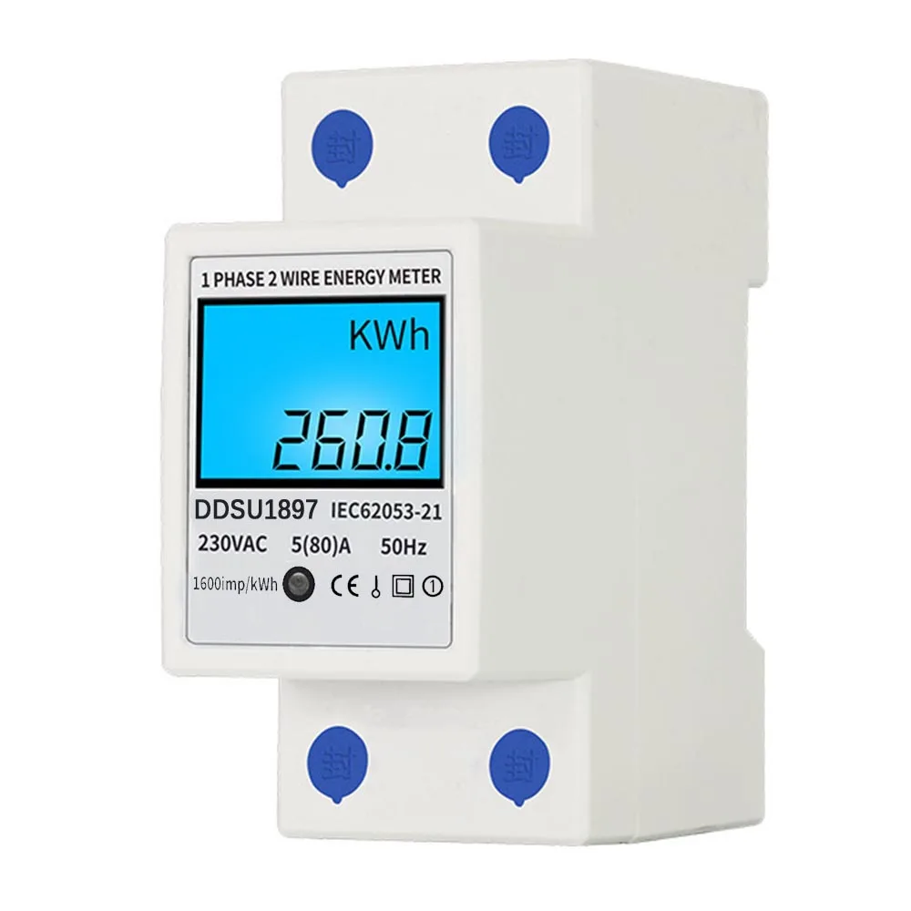 

Digital Electric Energy Meter Single Phase DIN Rail Electricity Meter One Phase Two Wire Multifunction Electrical Meter