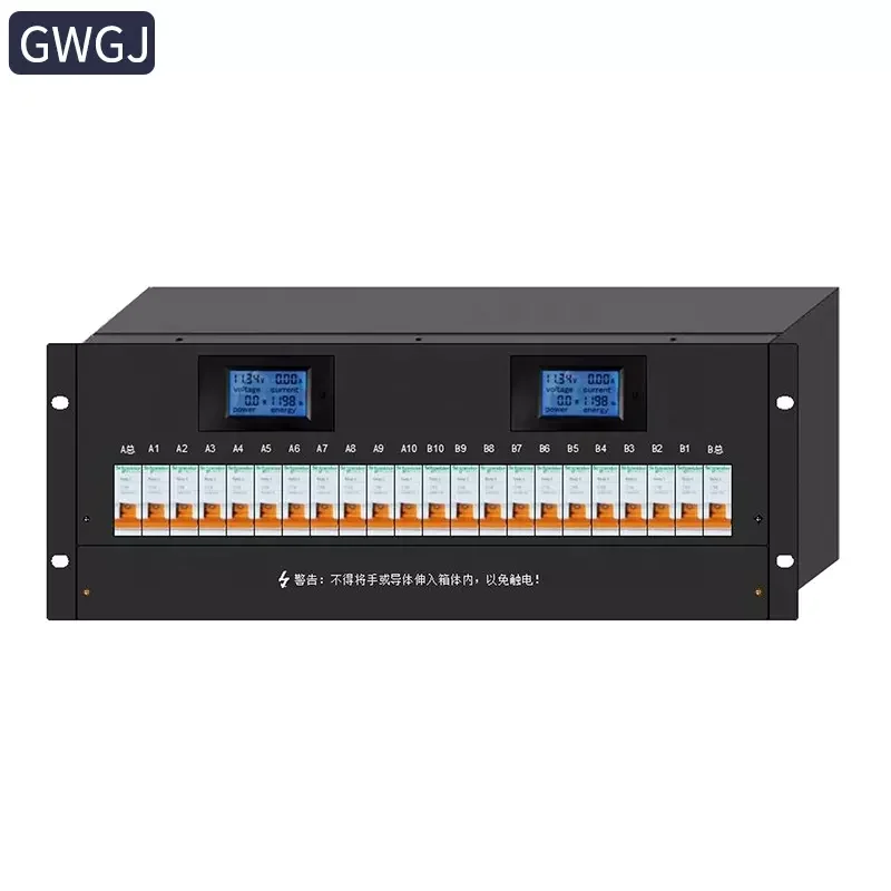 

DATA CENTER AC220 Dual Inputs 1P8 Circuit Breaker Output Voltage Ammeter Dual Surge protection Rack Power Distribution Box