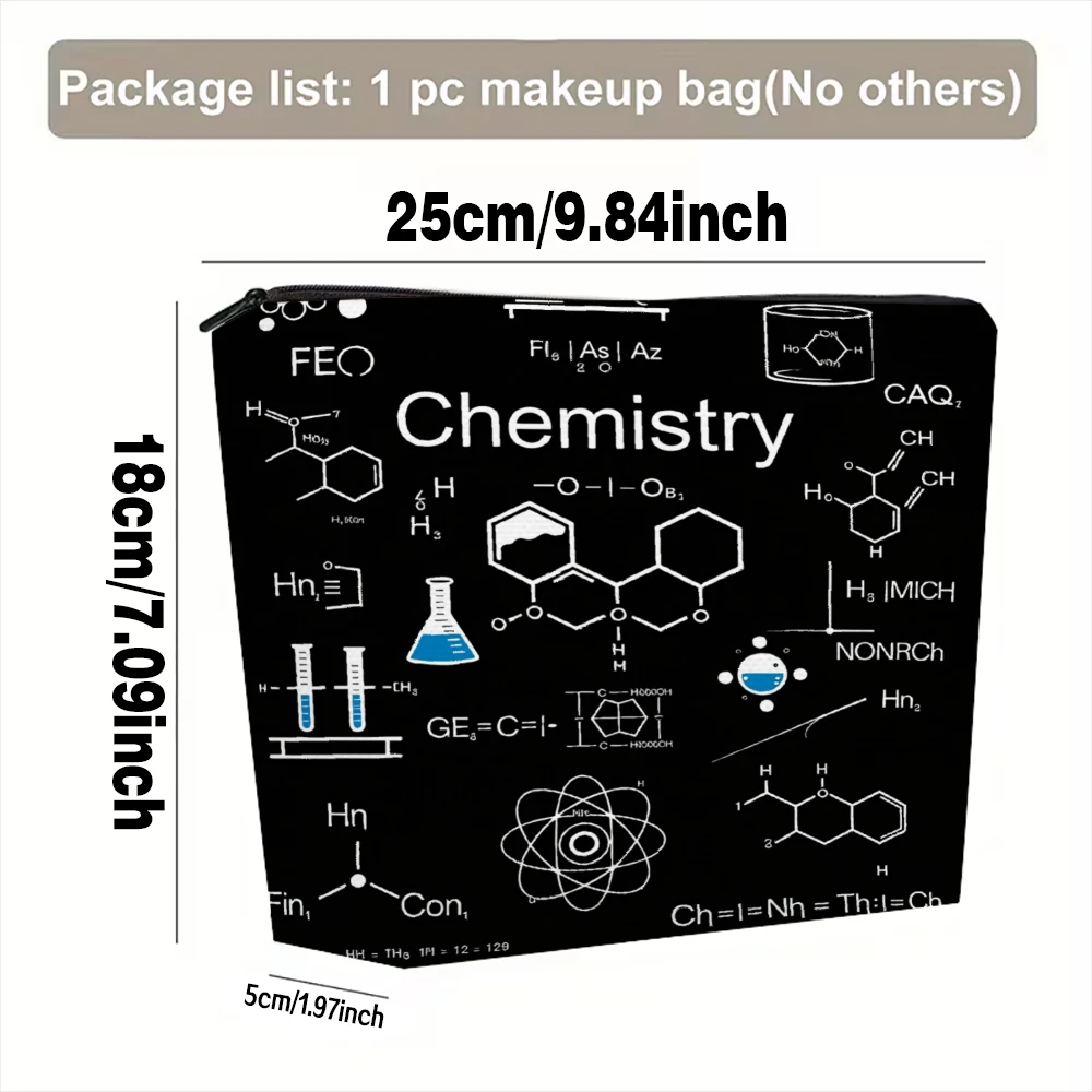 Chemistry Formulas Molecules Atoms Symbols Makeup Bags for Girls Cosmetic Pouch Toiletry Bag Pencil Case Travel Storage