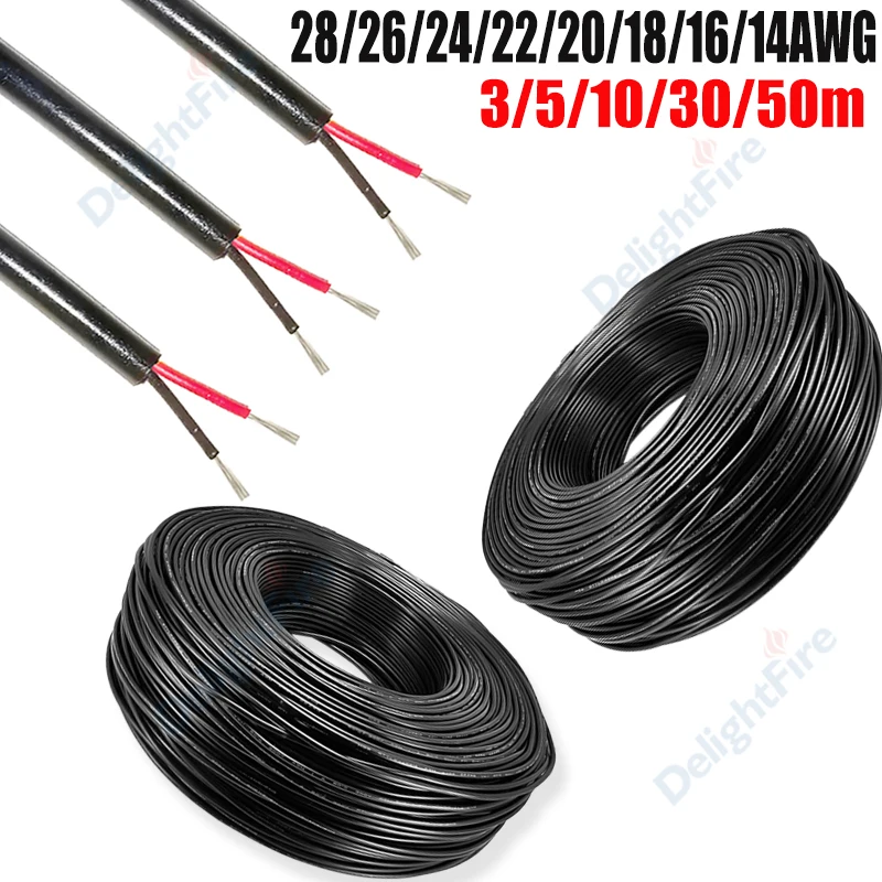 2Core Speaker Audio Wire 28 26 24 22 20 18 16 14AWG Flexible LED Extension Cable Sheathed Wires For LED Strip Light Automotive