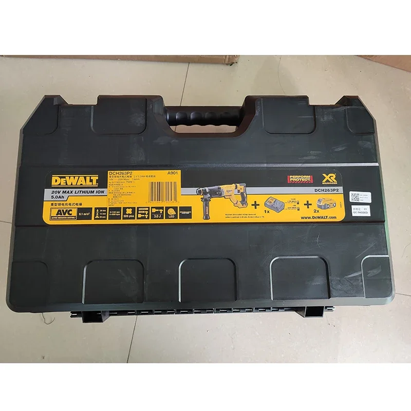 DEWALT-caja dura vacía Original para martillo eléctrico DCH263, caja de almacenamiento de herramientas de partición fija interna de 54x32x13cm
