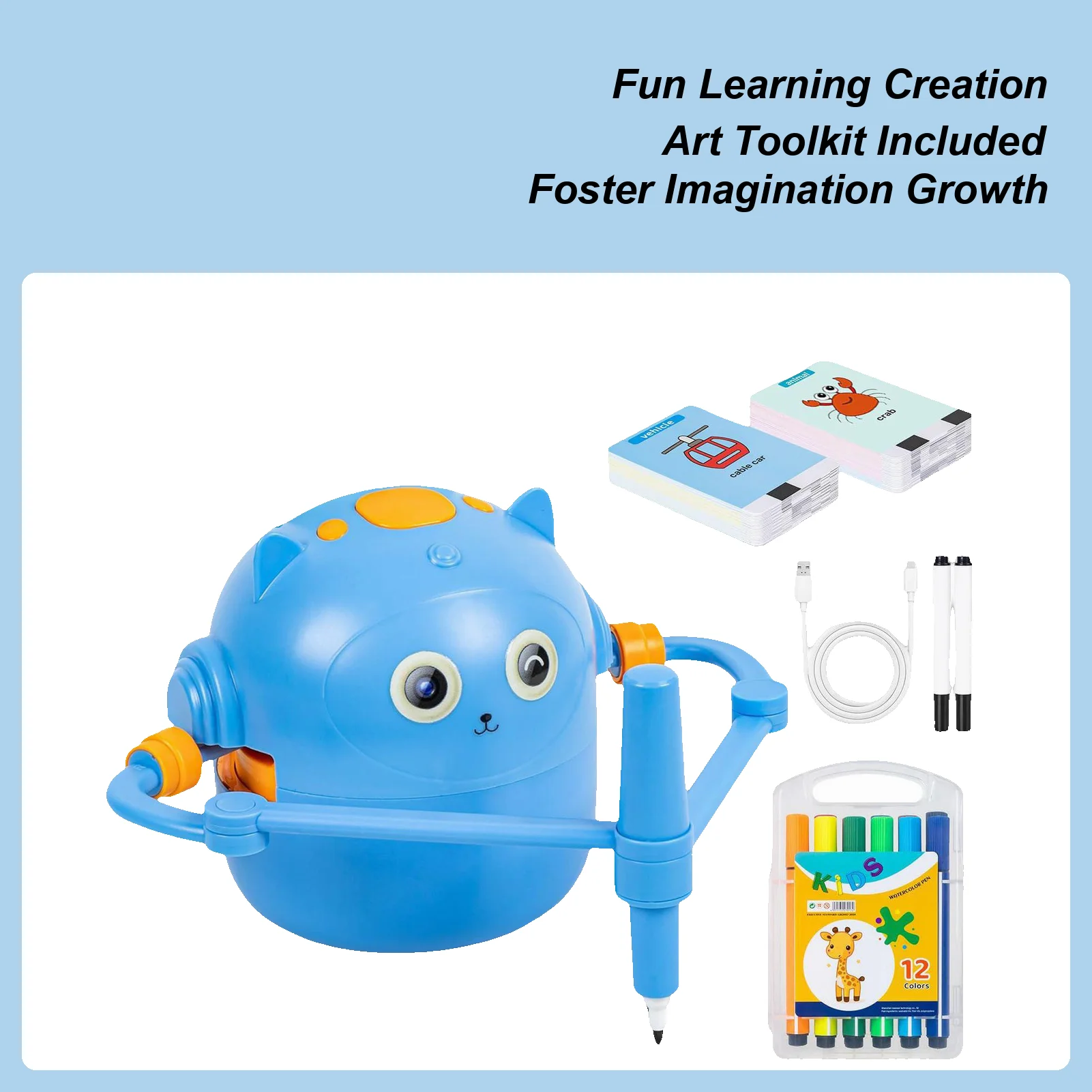 Robot do rysowania dla dzieci 100 kart Interaktywne inteligentne zabawki edukacyjne Zabawki artystyczne i rzemieślnicze Robot do rysowania dla przedszkolaków i dzieci w wieku przedszkolnym