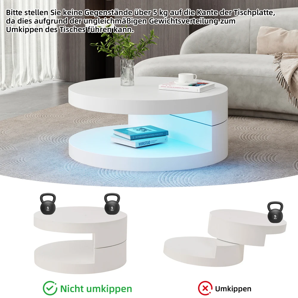 Moderner zylindrischer Couchtisch 360° ° Drehbare Wohnzimmermöbel mit einer Kapazität von 30 kg – Detail 30
