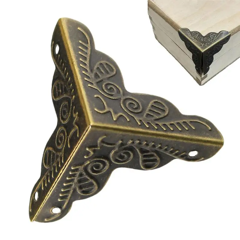 

100Pcs 25mm Antique Jewelry Wooden Box Triangle Corner Decorative Furniture Protectors Stairs Corner Carved Protector Covers