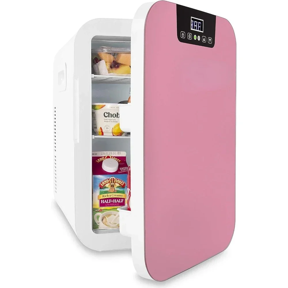 20L Mini Fridge For Bedroom - Car, Office Desk & College Dorm Room - Glass Front & Digital Temperature Control