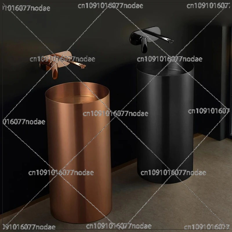 Stainless Steel Wash Basin Floor-standing+Faucet+Copper Drain+Drain Pipe+70CM Inlet Pipe Light Luxury Bathroom Basin 80*40CM