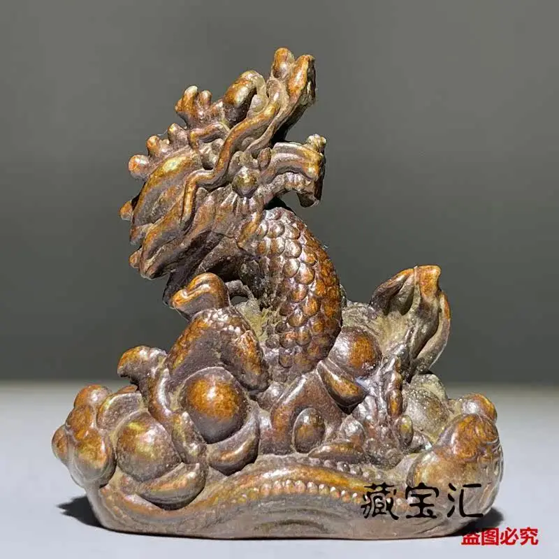 Old Unearthed Ancient Bronze Dragon Statue Chinese Zodiac Dragon Feng Shui Lucky Collectible Bronze