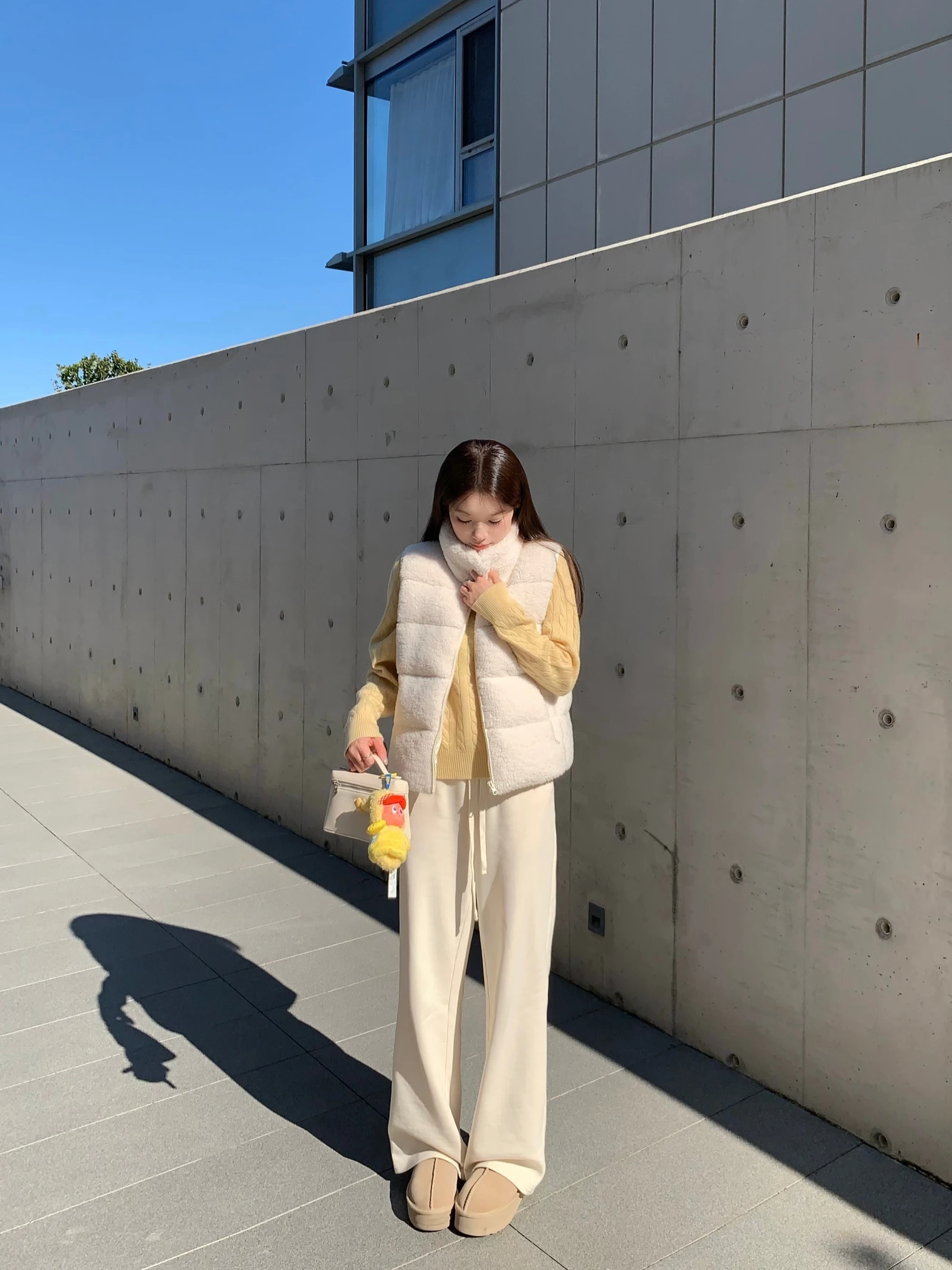 nini Gentle Filter Lamb Fur Collar Slimming Korean Sle Warm 90 White Du down Vest Women's Faion Autumn Winter Jaet