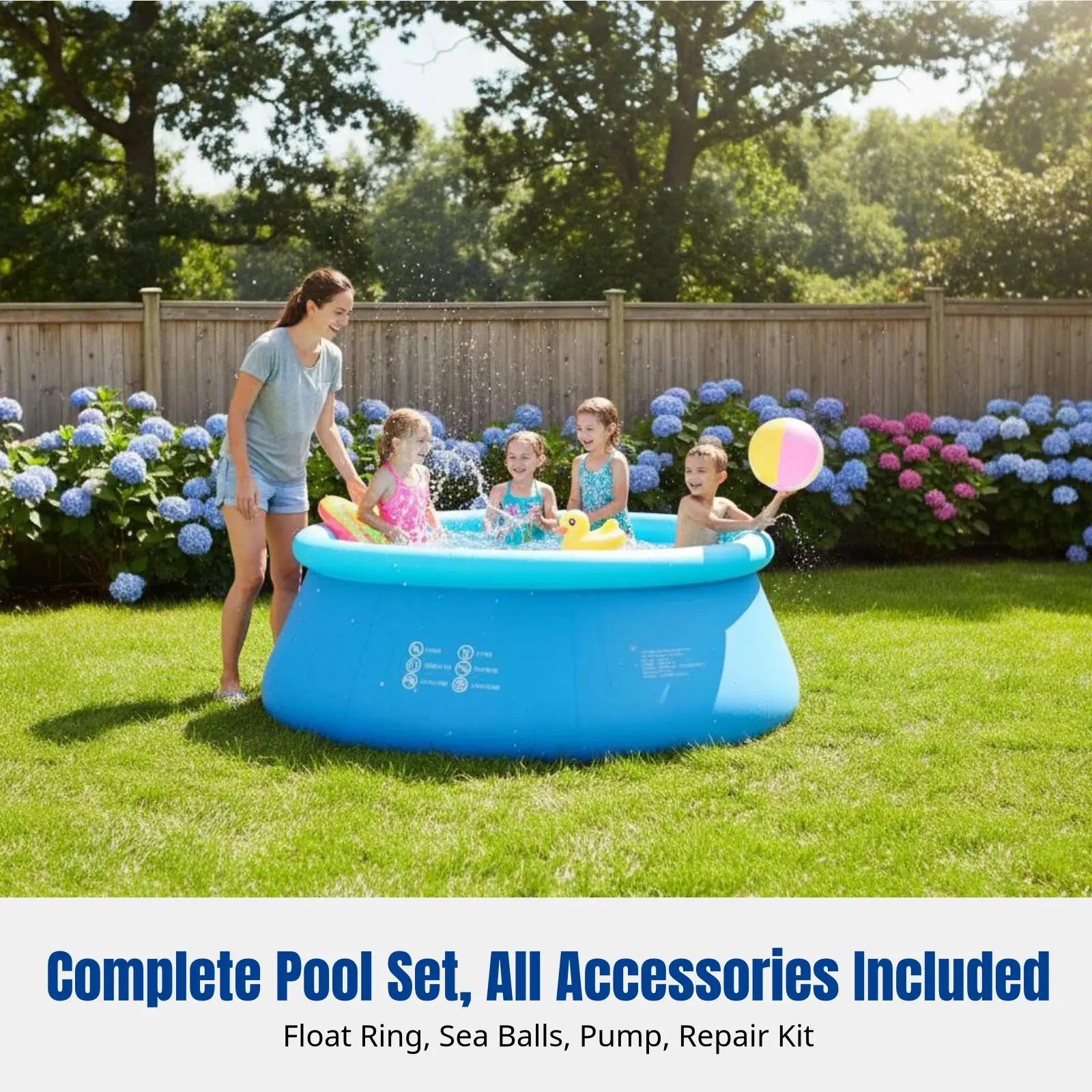 

Надувной бассейн, семейный летний бассейн, простая установка, большая вместимость, прочный ПВХ, многофункциональный для детей и взрослых