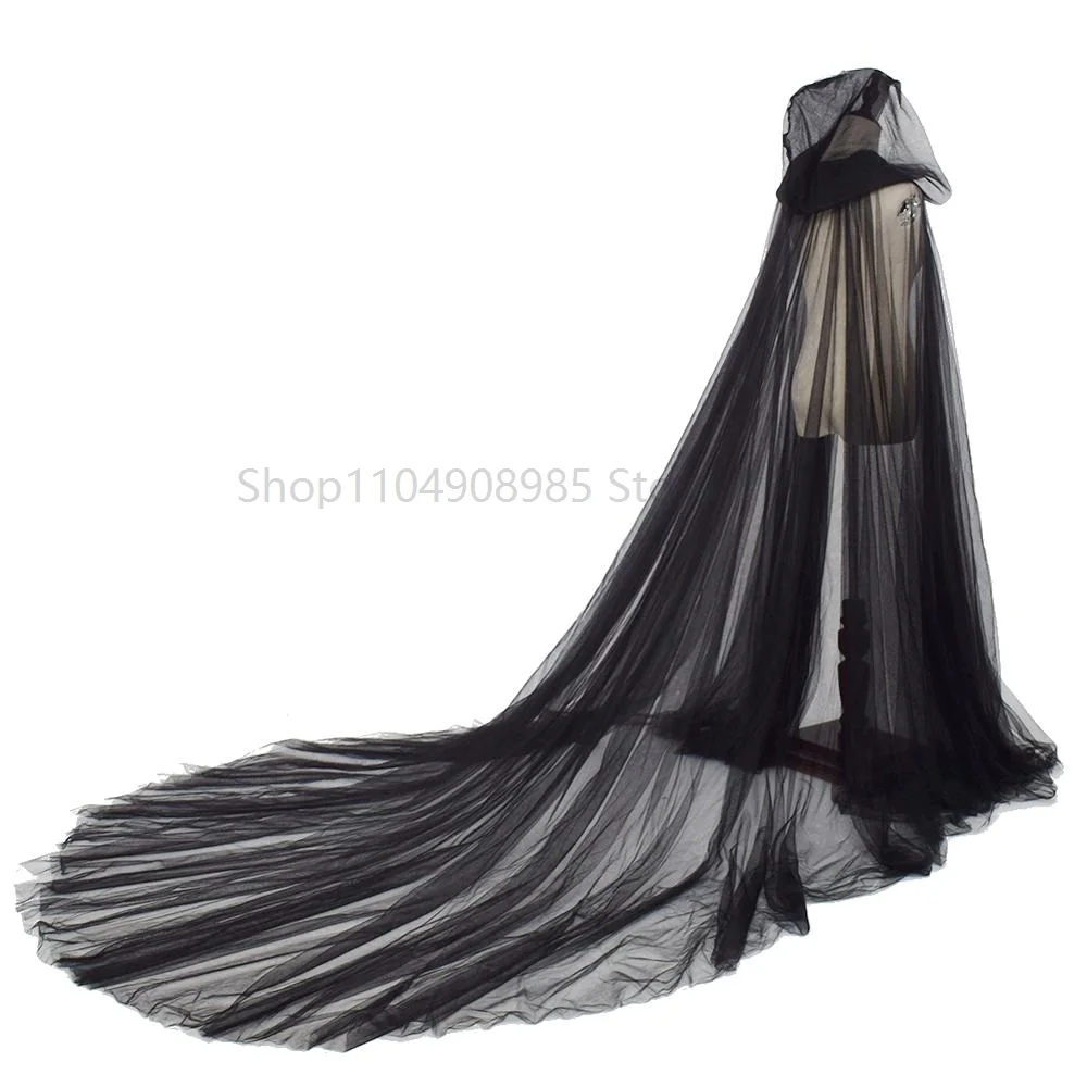 

Women's Hooded Cloak Elegant Vintage Style Hooded Long Train Elf Cloak For Halloween Vampire Bride Cosplay