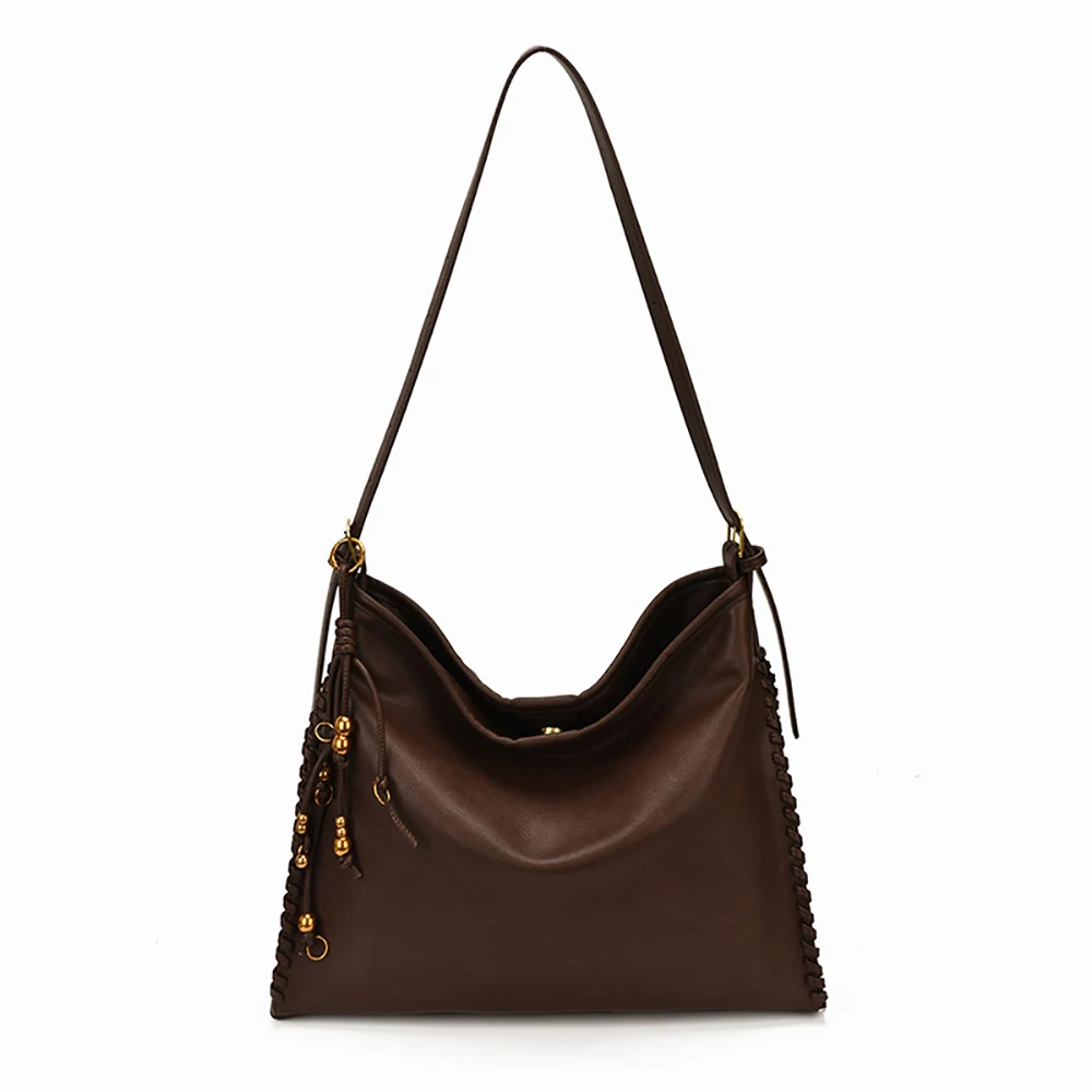 Autumn Winter Vintage Messenger Bag for Ladies High Grade Solid Color Soft All-Match Shoulder Bags Large Capacity Crossbody Tote