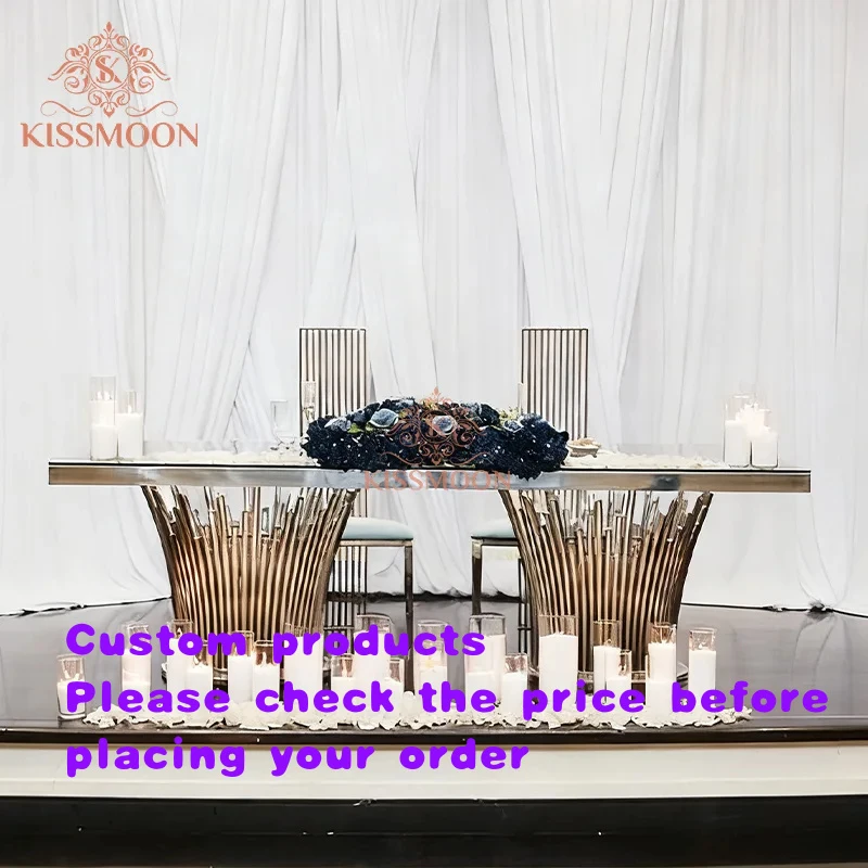 custom.Rectangle Hotel Event Table Modern Luxury Stainless Steel Marble Top Wedding Tables Hotel Events