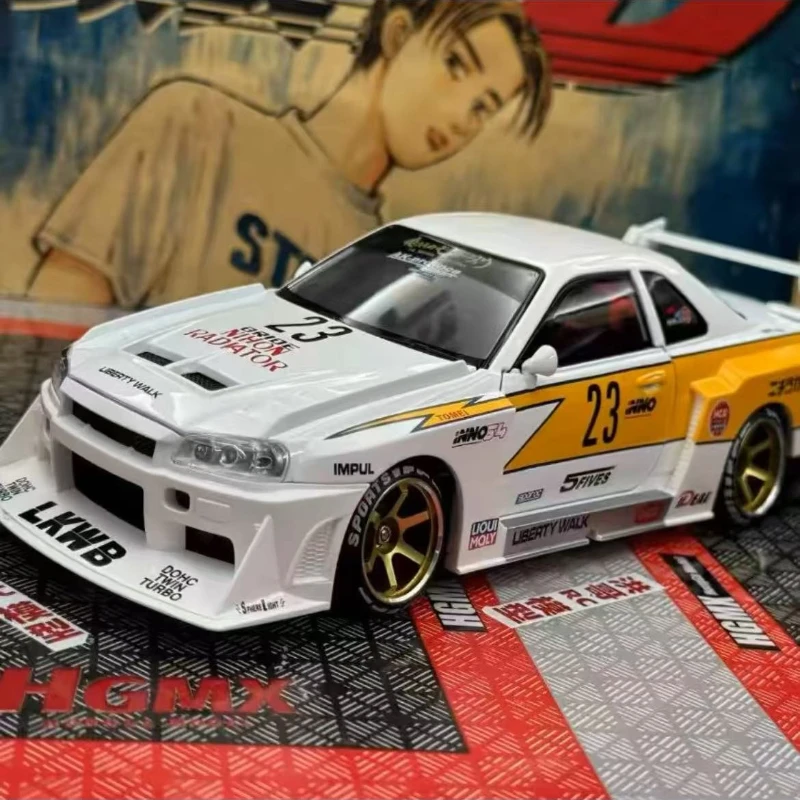

1:24 Nissan Skyline GTR-S15 Modified version Alloy Car Model Sound and Light Children's Toy Collectibles Birthday Gift
