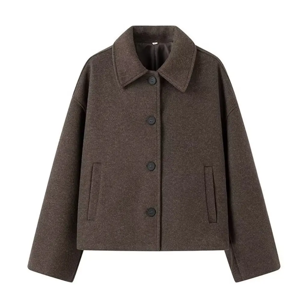 

Women's Large Size Casual Laps Imitation Wool Coat Spring Autumn New European American Style Loose Fit Fashion for Women