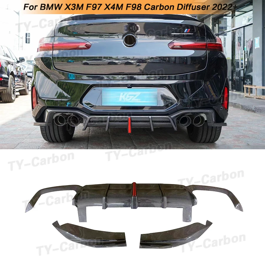 Car Styling For BMW X3M F97 X4M F98 Lci 2022 2023 Auto Bodykit Rear Diffuser Rear Bumper Real Carbon Fiber Car Body Kit FRP