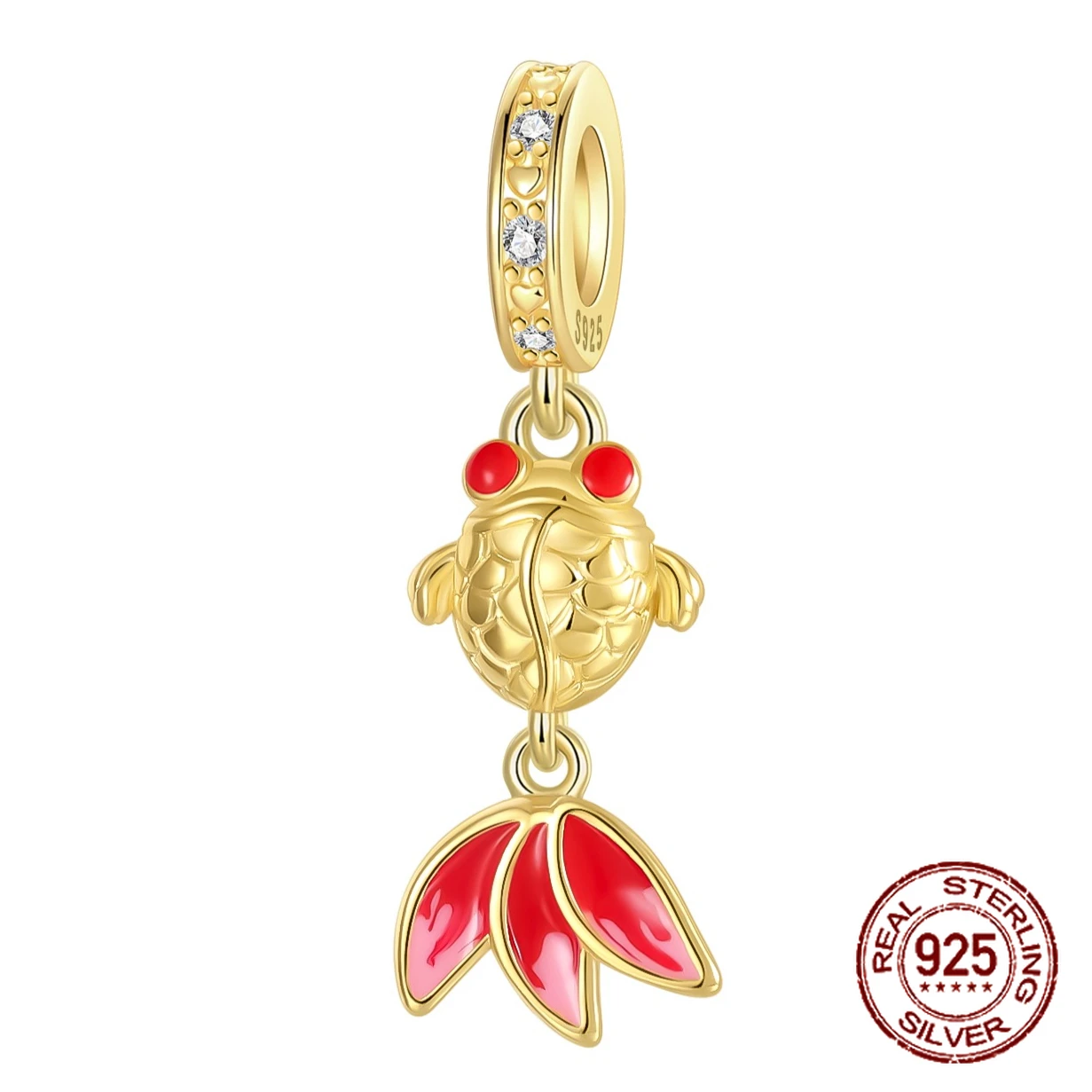 

925 Sterling Silver Wealth Attraction Fish Lucky Goldfish Pendant Charm Fit Original Charm Bracelets Women DIY Jewelry Gift