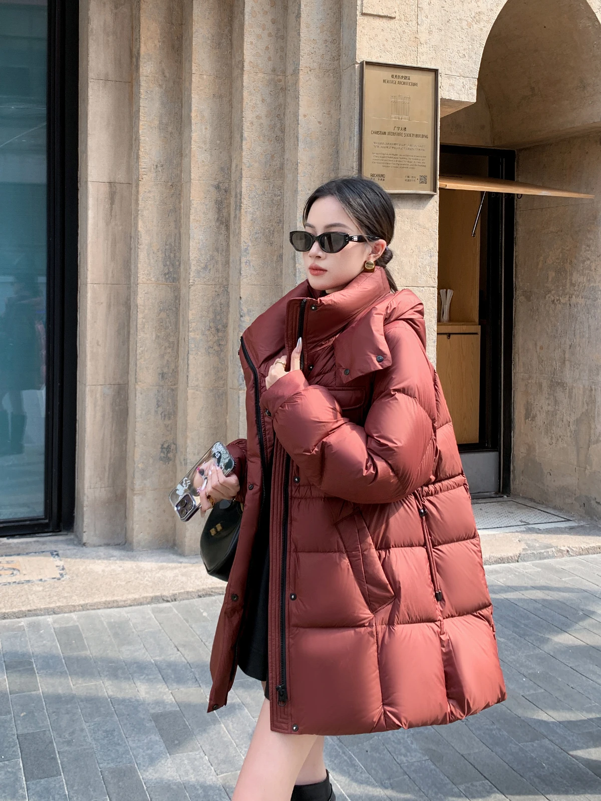 

Bingo Women's ort Hooded Du down Jaet Warm Outerwear Winter New Sle 90 White Du Feather Coat Thiened Zipper Closure