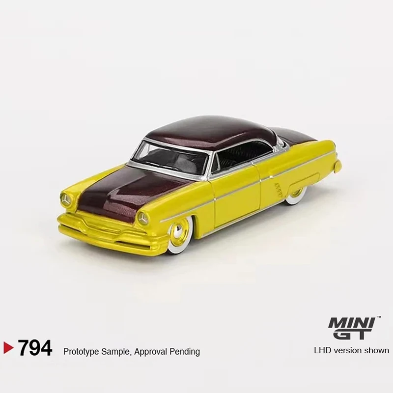 En stock MINIGT 794 1:64 Capri Hot Rod 1954 amarillo lima Diecast modelo colección Juguetes