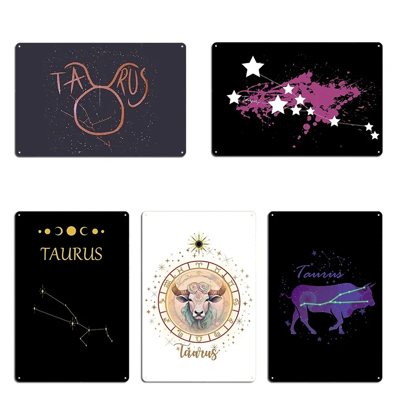 Starry Taurus Constellation Metal Retro Wall Mural Create Printing Vintage Tin Sign Poster