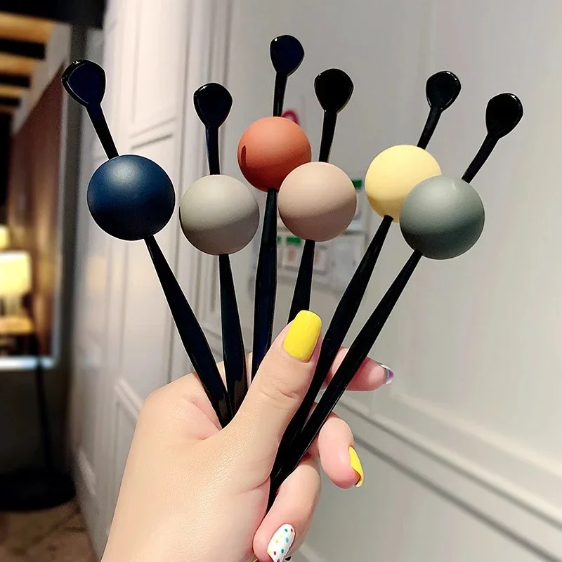 

Korean Women Ball Hair Sticks Round Shape Hairpins Fashion Hair Clips Pins Candy Color Girls Hair Accesories Wedding Jewelry