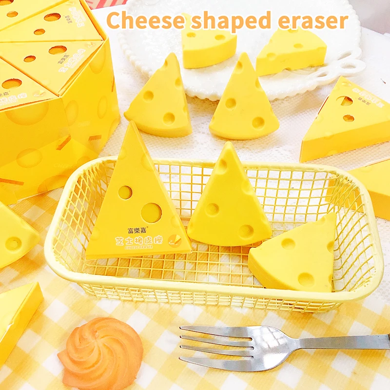 Kids Students Cool Prizes Stationery Cute Kawaii Creative Rubber School Supplies Novelty Lovely Cheese Eraser