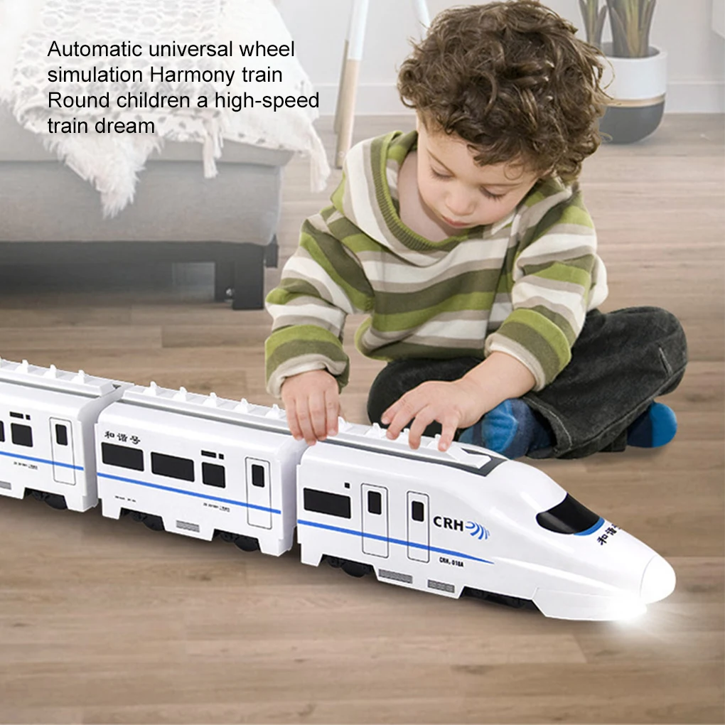 Tren eléctrico con luz y sonido, modelo de coche para niños, simulación de tren ferroviario de alta velocidad, juguetes rompecabezas para niños y niñas, regalo de cumpleaños