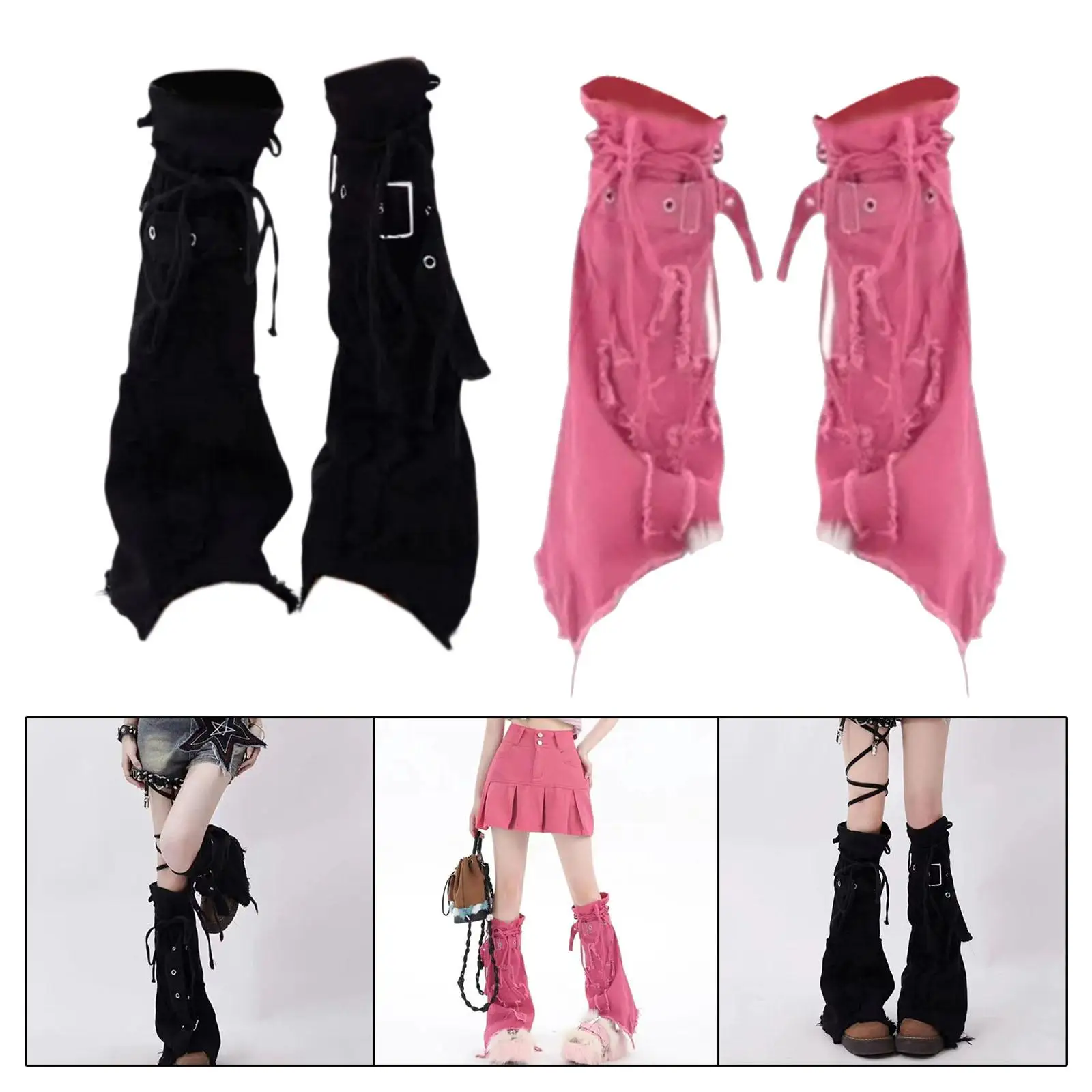 Leg Warmers Punk for Women Girls Y2K Long Leg Baggy Grunge Socks Thigh High Fancy Dress Retro Style Cool Fairy Grunge Socks