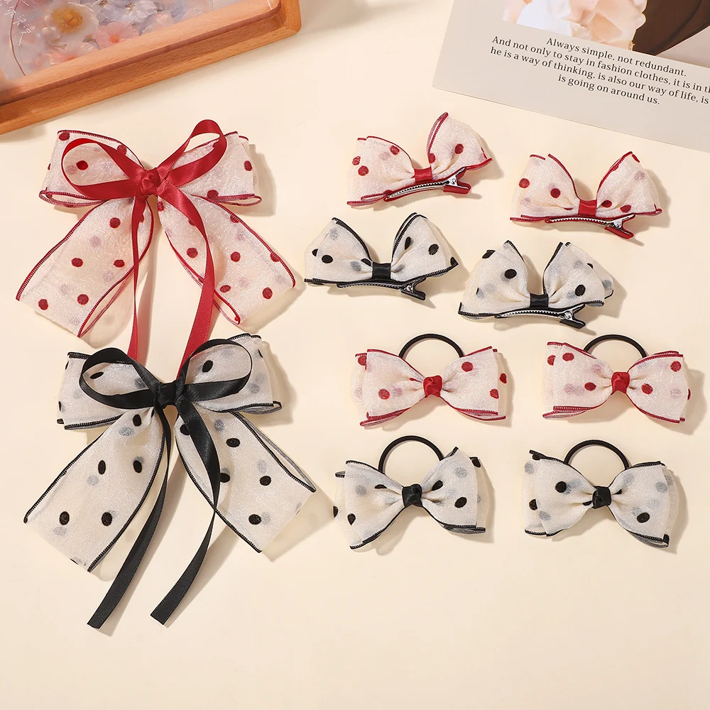 

RIBBON BOWS 2/8Pcs Ins Style Girls Sweet Wave Point Bow Hair Clips Hair Band Delicate Ponytail Elf Ear Hairgripes Women Headwear