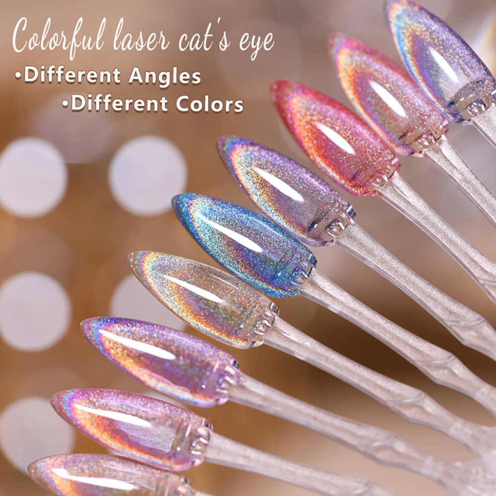 Vendeeni 9 colores magnético Arco Iris ojo de gato Gel esmalte de uñas láser brillo magnético UV LED Gel barniz Aurora Nail Art Gel laca