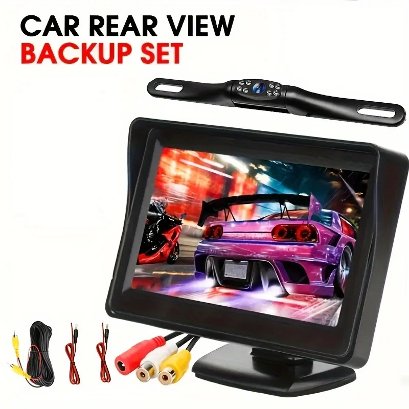 4.3-inch Car Reversing Camera System, 8LED Backup Camera With Night Vision, Suitable For Car/truck/RV And Many Other Models