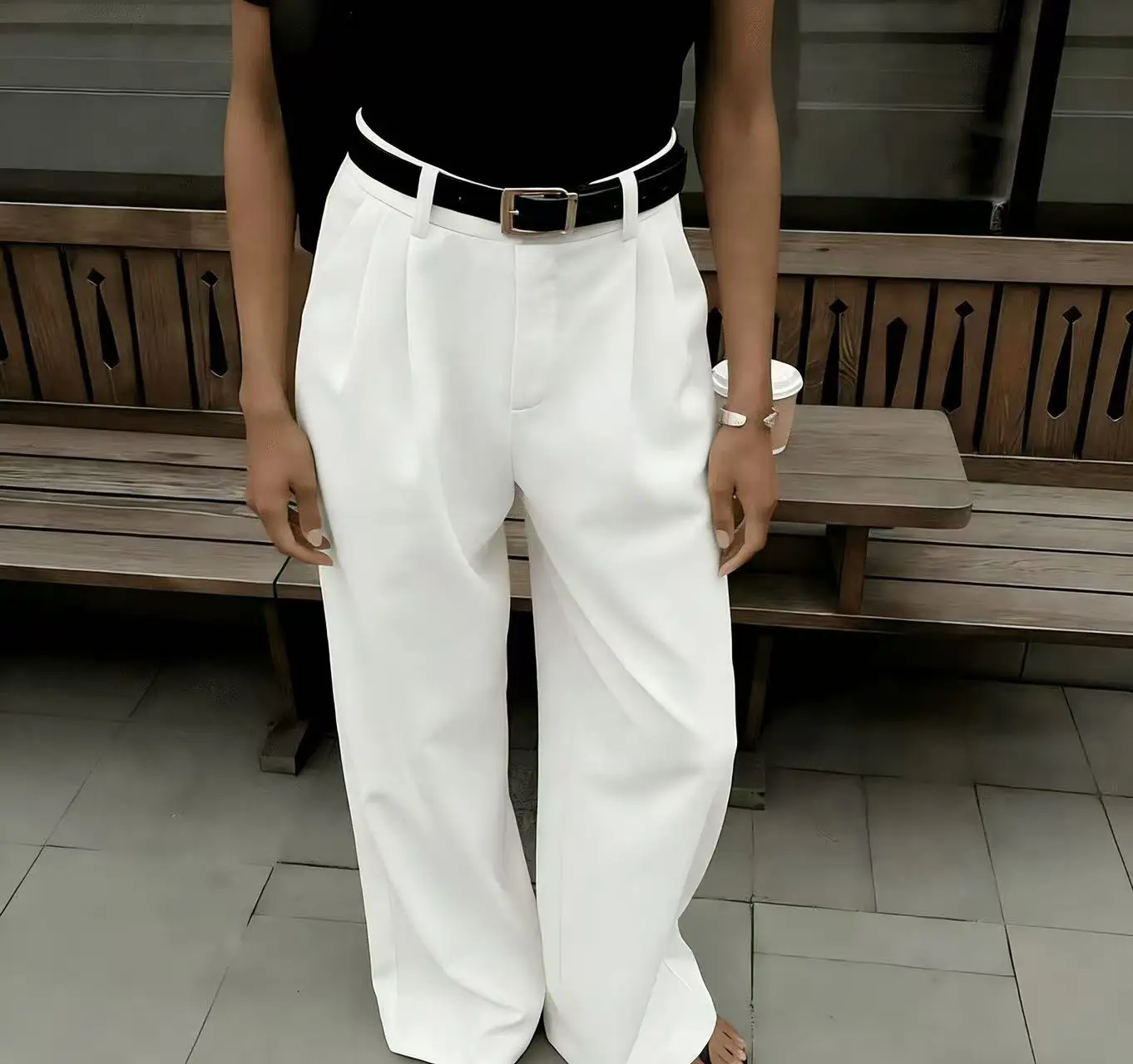 Pantalones Anchos de Cintura Alta Blancos para Mujer, Novedad 2026, Elegantes Pantalones Rectos de Oficina para Dama, Pantalones Casuales