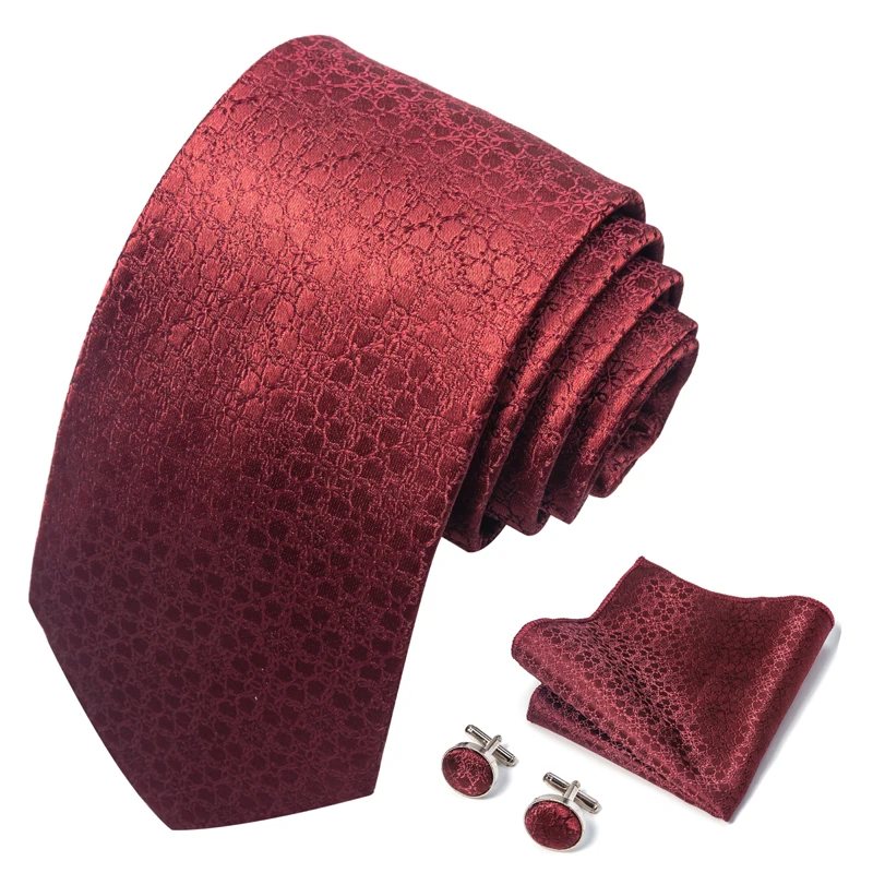 3-teiliges Herrenanzug-Accessoire-Set: Herrenkrawatte, Einstecktuch und Manschettenknöpfe, geeignet für formelle Geschäftsanlässe und Hochzeiten – Detail 10