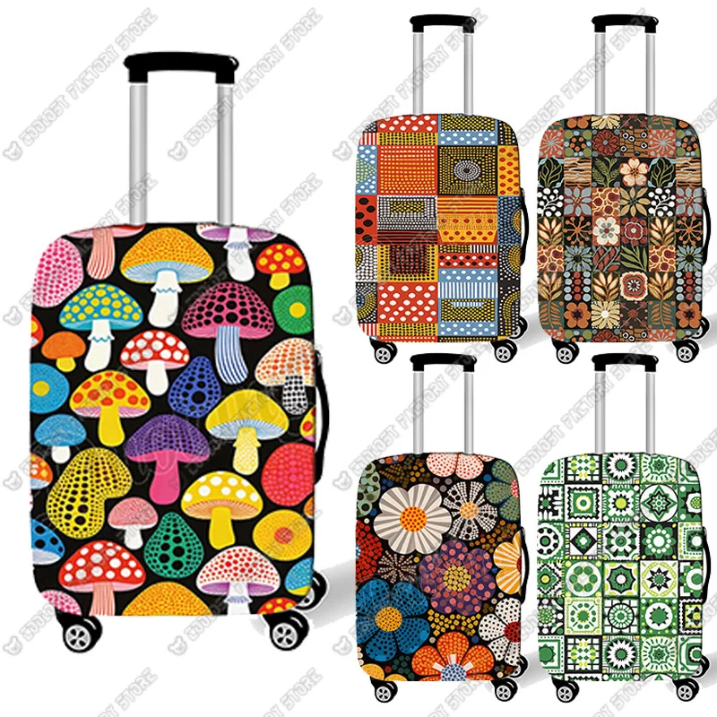 

Polka Dots Fashion Flower Mushroom Graphic Pattern Luggage Covers for Travel Pop Style Anti-dust Suitcase Protective Cover