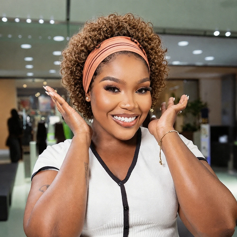 Short Headband Wig Pixie Cut Curly Human Hair