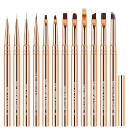 1PCS Gold Nail Art Brush Diamond Gradient Nail Brush Line Painting Brushes Nails Crystal Acrylic Liner Drawing Pen