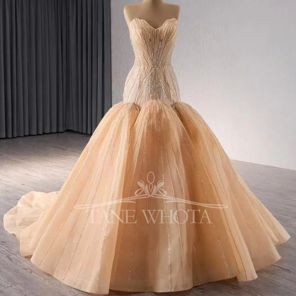 

Evening Dresses 2025 Luxury Sweetheart Sleeveless Lace Up Back Evening Dress Sequined Beading Long Dresses