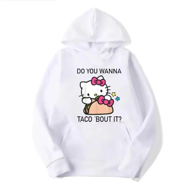 

MINISO2025 толстовки с капюшоном «Hello Kitty» в стиле Харадзюку, толстовки в стиле ретро, топы, куртки, рубашки, толстовки в уличном стиле с принтом для мужчин и