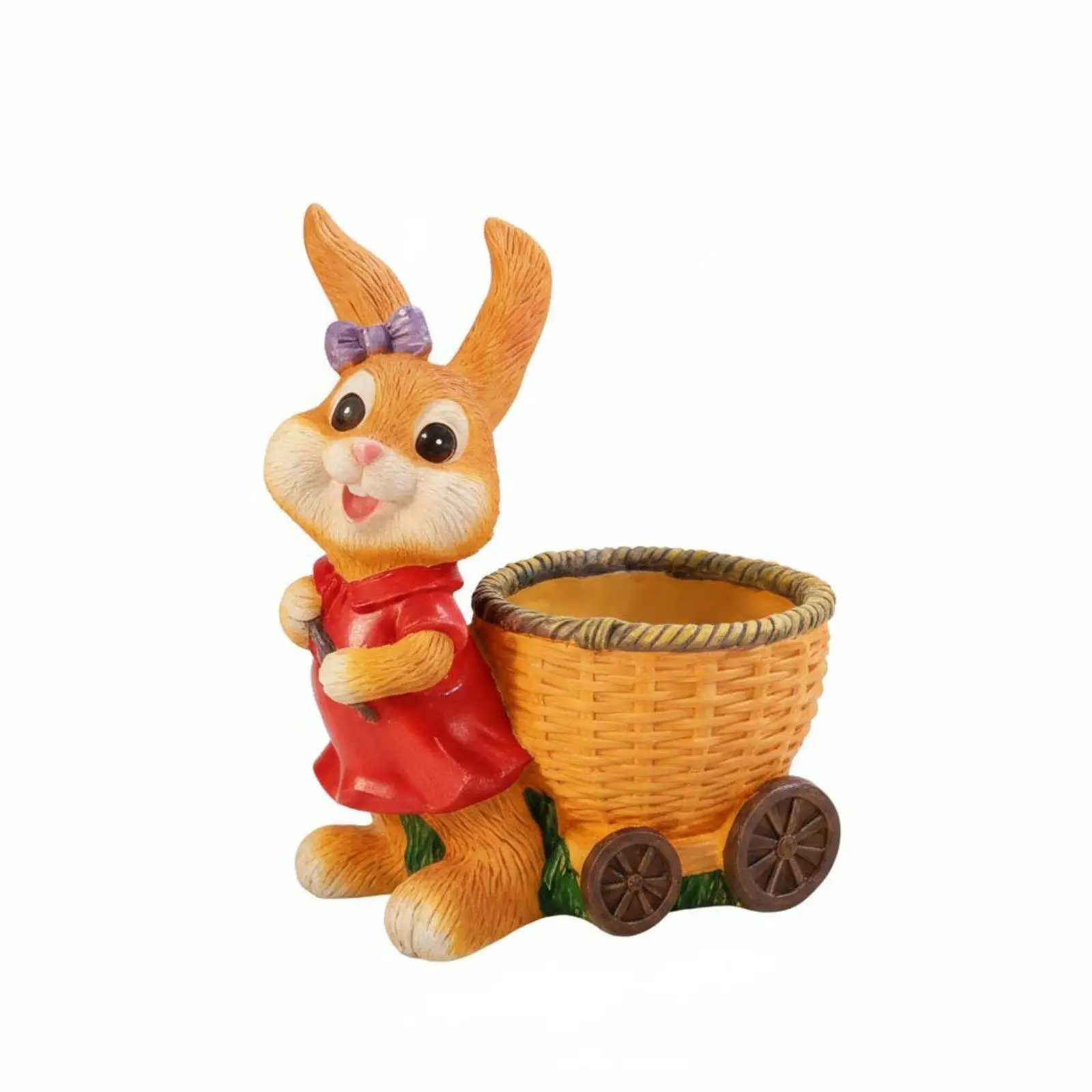 Decorative Bunny Planter Sculpture Garden Outdoor Figurine Resin Statue for Spring Yard and Balcony Display