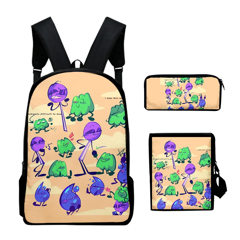 Jacknjellify Battle for Dream Island 3D 3pcs/Set pupil School Bags Laptop Daypack Backpack Inclined shoulder bag Pencil Case