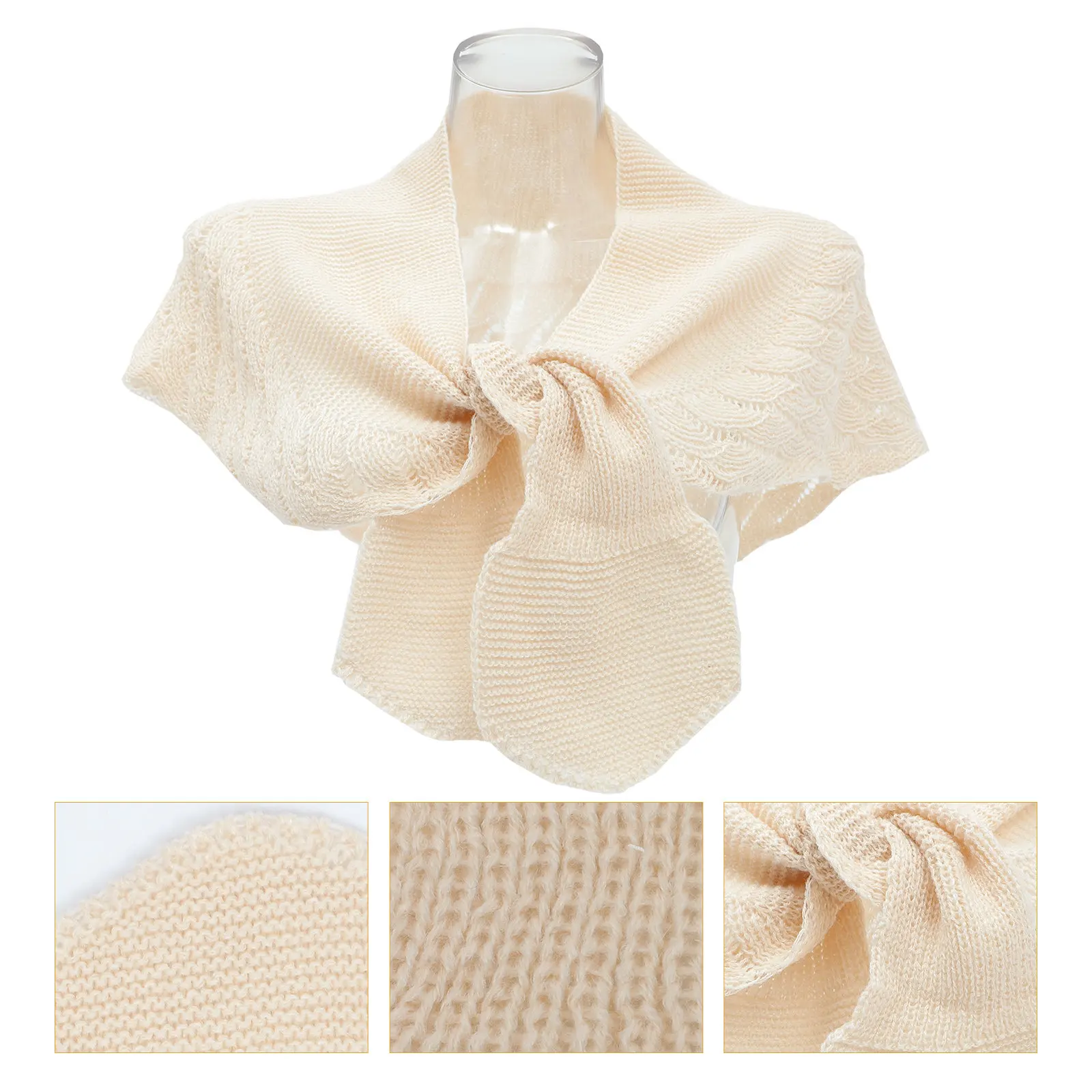 1Pcs Hand-Knit Shawl Dual-Purpose Wrap and Scarf Cotton Cashmere Knit Cowl for Sun Protection and Air-Conditioned Warmth