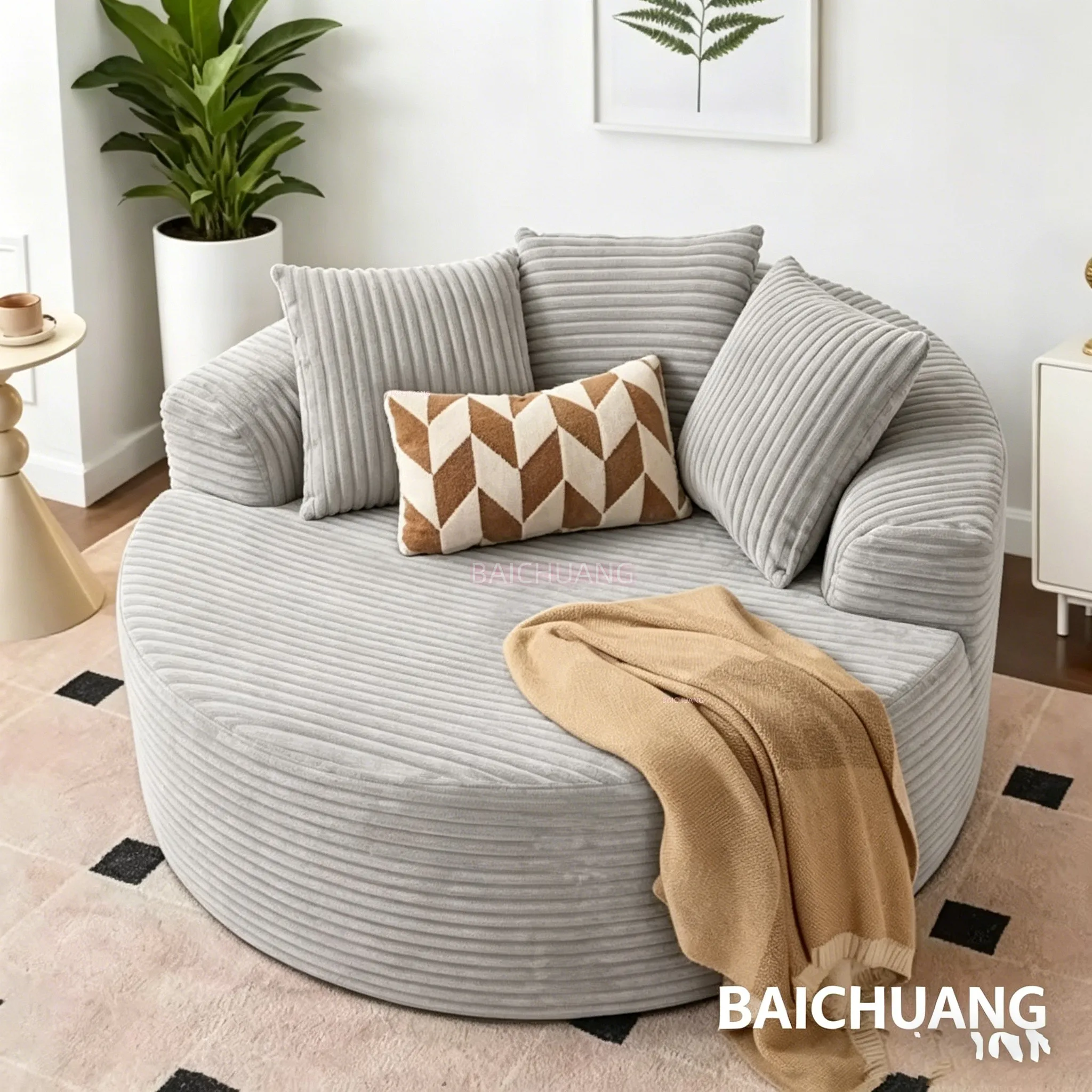 

Vacuum Compression Sofa, Round Single Rabbit Plush Sofa, Pure Sponge Sofa Bed, Frameless Living Room Compression Sofa소파โซฟา