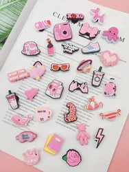 Kawaii Pink PVC Shoe Charms Funny Pattern Buckle Decorations Diy Combination Clog Shoes Accessories For Women Bubble Sandals